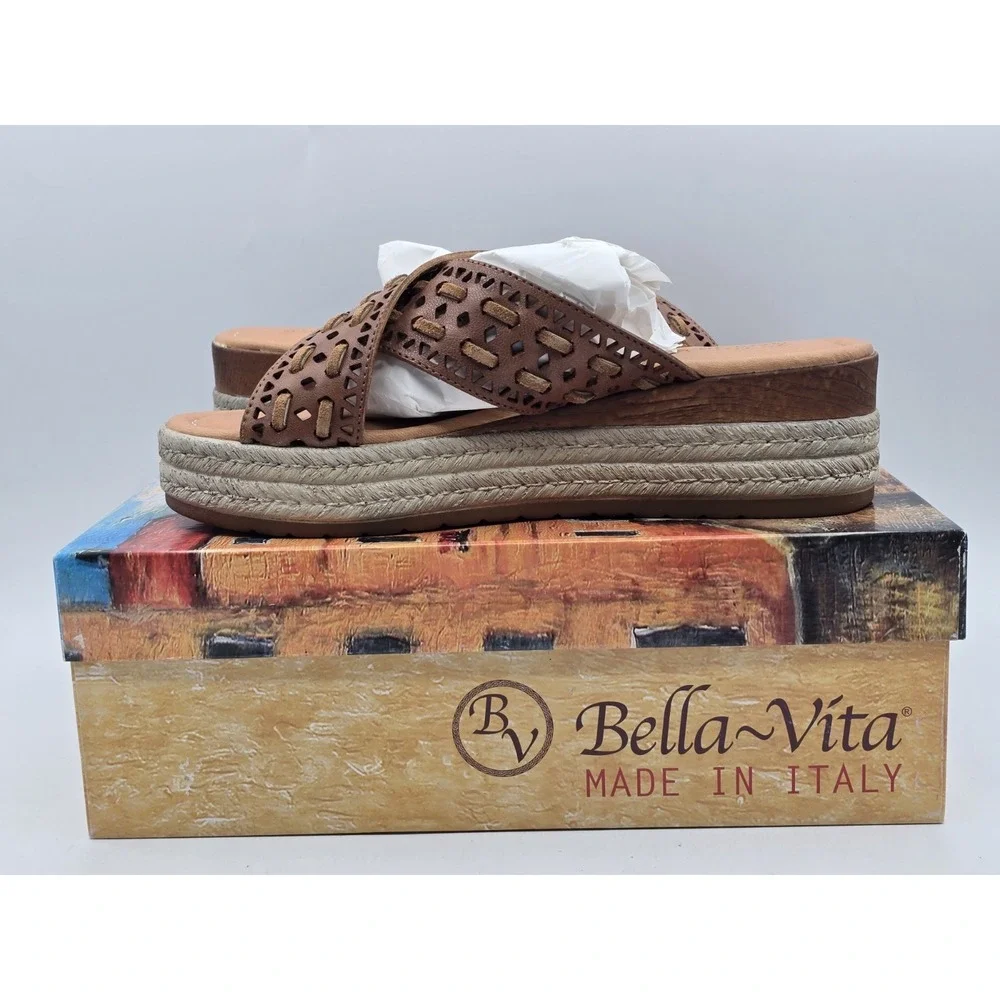 New BELLA VITA Women's Exa-Italy Espadrille Slide Sandal Suede Leather‎ Size 8 M